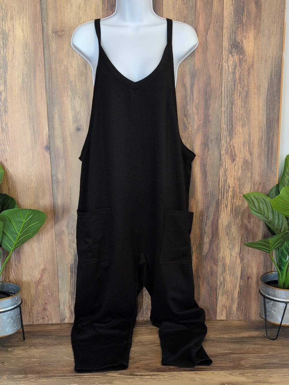 Black Women's Relaxed Pocket Loungewear Jumpsuit M         739A